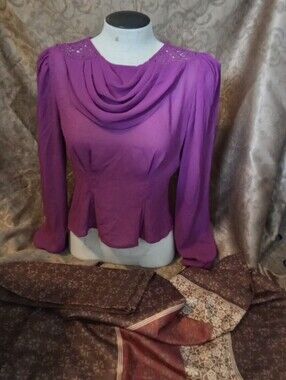 #688 Purple Women's Draped Neck Blouse - 8